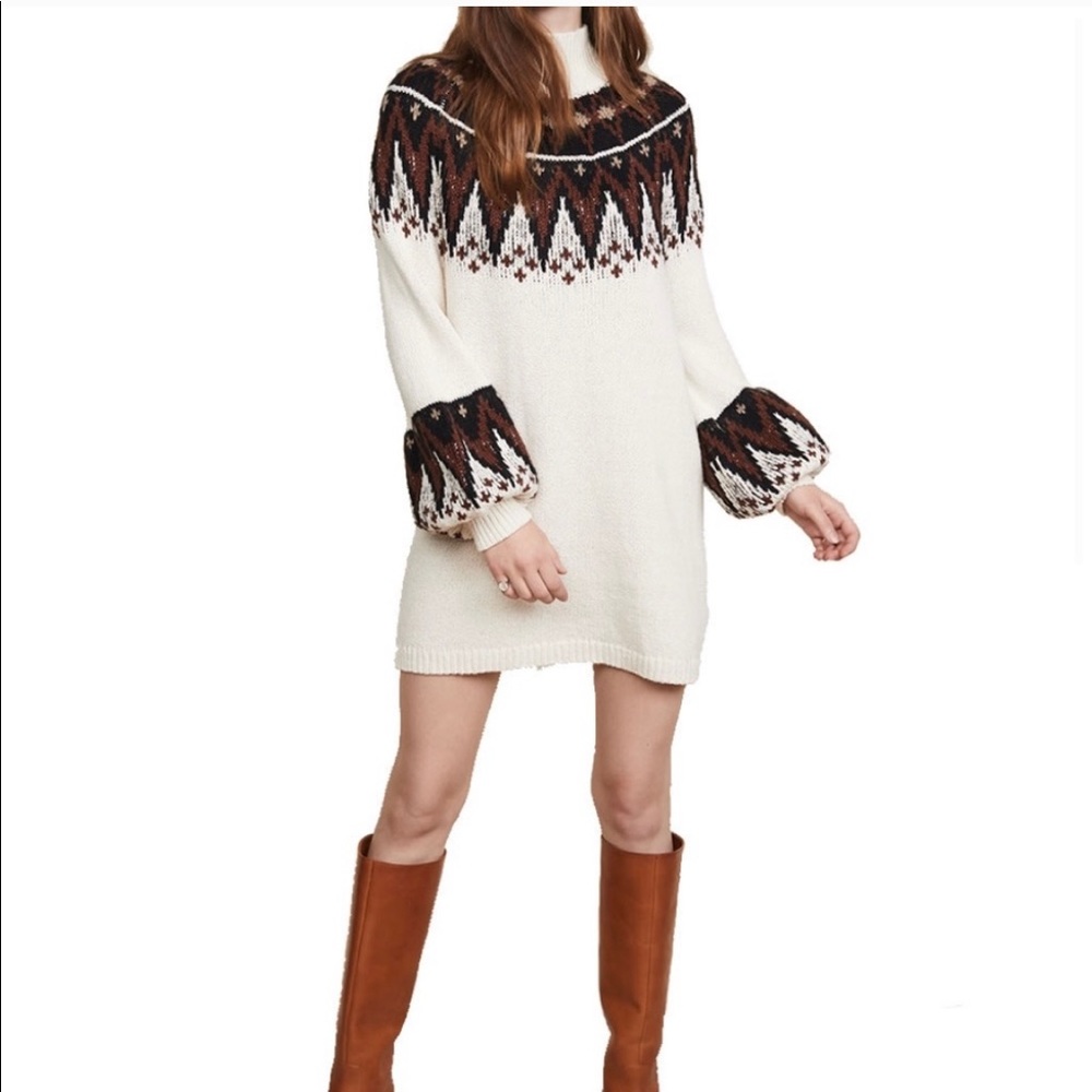 Free People Ivory Scotland Sweater Dress